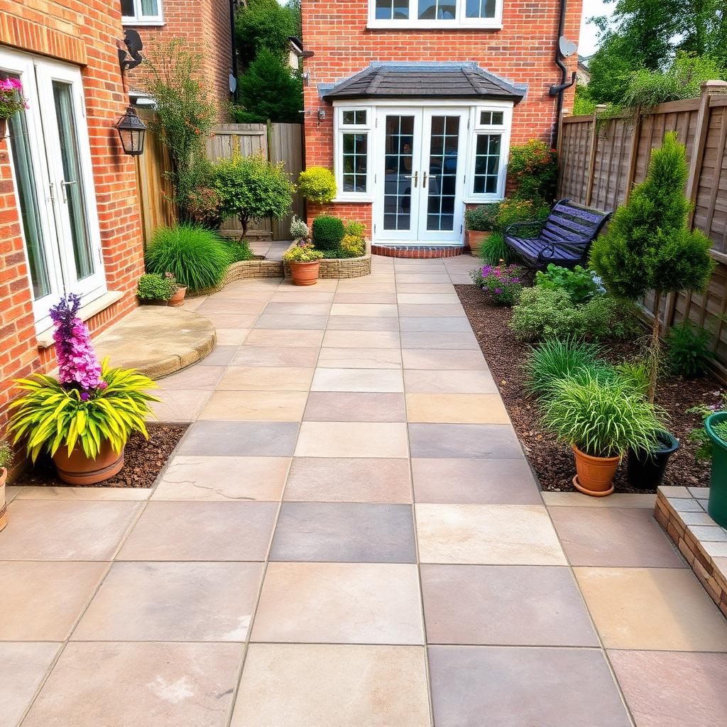 Sandstone patio paving and landscaping East London